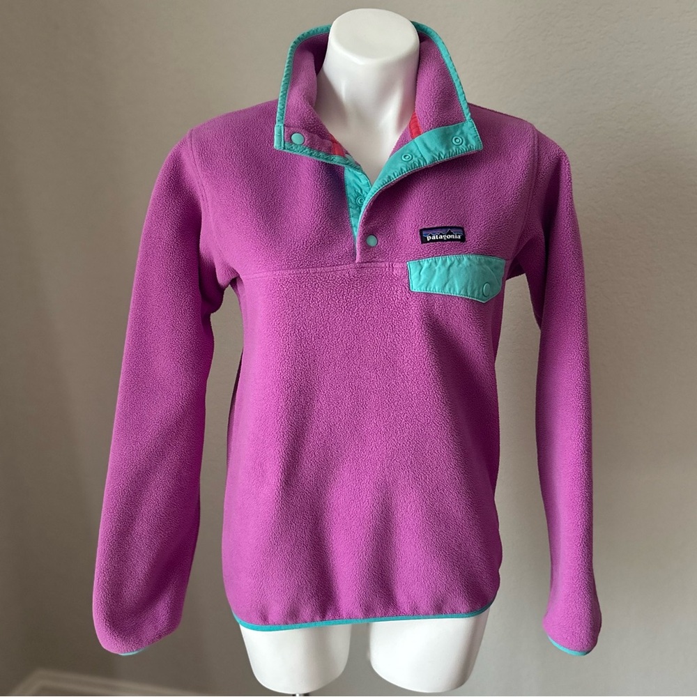 Patagonia Lightweight Synchilla Snap-T Pullover Pink Teal Women’s Size Small